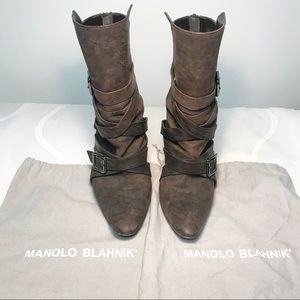 MANOLO BLAHNIK LEATHER BOOTS
